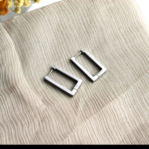 Silver Hoop Earrings - Picture 4 of 4